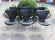 6 "Series seven" chairs, model 3107, upholstered in Black Savannah leather. The 
chairs were designed by Arne Jacobsen and manufactured by Fritz Hansen. 
5000m2 showroom.