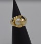 14k guldring m. perle. Str. 53