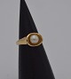 14k guldring m. perle. Str. 53,5