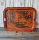 Stor gammel fransk orange metal bakke 46 x 62 cm.