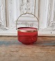 Sugar bowl in raspberry colored glass with brass mounting