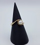 14k guldring m. perle, str. 56