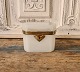 1800s candy box in white opaline glass with brass mounting