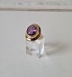 Vintage ring in 14 kt gold with large amethyst