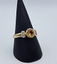 14k guldring m. citrin og brillanter, str. 66,5