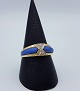 14k guldring m. lapis og brillanter, str. 66