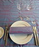 Georg Jensen Damask vintage tablecloth & 8 napkins. Lilac-colored with geometric 
pattern