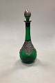 Green Wine Flacon / Flask with Pewter Decoration