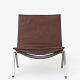 Poul Kjærholm / E. Kold Christensen
PK 22 - Easy chair in brown leather with chromed steel frame. Stamp from E. 
Kold Christensen.
2 pcs. på lager
Good condition
