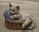0656 RC Cat in a basket 7.5 x 11.5 cm (1249656) Royal Copenhagen