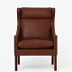 Børge Mogensen / Fredericia Furniture
BM 2204 - Nybetrukket Øreklapstol i nyt brunt 