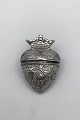 Danish ? Silver Vinaigrette Heart shaped w Crown