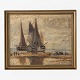 Oil on canvas. Ship at sea with gold painted frame.
1 pc. in stock
Good, used condition
