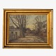 Carlo Hornung-Jensen
Oil on canvas. Road by Raavad Hotel from 1939, with gold painted frame. Signed. 
Note on the back.
1 pc. in stock
Good, used condition
