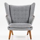 Hans J. Wegner / AP Chair
AP 19 - Reupholstered Teddy chair in light grey textile (Hallingdal 65 wool, 
colour code: 110).
ABOUT THE FURNITURE: This is an original 