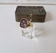 Vintage herrering i 14 kt guld med karneol plade udskåret med dekoration af 
romersk soldat