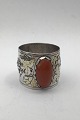 C. V. Hilstrøm Silver Napkin Ring with Amber