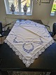Tablecloth beautifully embroidered with empire pattern 142 x 142 cm.