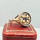 Ring i 9 kt. guld med safir, perler og diamanter