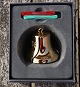 Georg Jensen Denmark Christmas ornaments in gilded brass. Christmas bell  from 
2016 in original box.