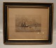 Etching: Carl Locher 1907 Marine motivf with sailships 45 x 41 cm including 
original glass and frame