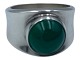 Georg Jensen SilverModern ring with green agate stone - Size 48