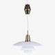 Poul Henningsen / Louis Poulsen.PH 4/3 - Pendant lamp with white glass shades and brass handle.1 pc. in stock