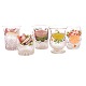 Collection of five enamel decorated glasses circa 1860-80. H: 9-10cm