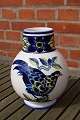 Blå Fasan fajance porcelæn, store buttede vaser 20,5-21cm.Lager 2