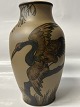 Bornholmsk keramik, Hjorth, Vase motiv Hejren med udbredte vinger.Højde 22,0 cm.