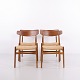 Hans J. Wegner CH23 Spisebordsstole med Rygstykke i Teak og Fletsæde fra Carl Hansen & Søn, 1960’erne