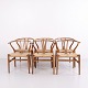 Hans J. Wegner CH24 Spisebordsstole i Egetræ med Kurveflet fra Carl Hansen & Søn, Tidlig model fra 1950’erne