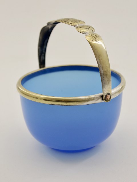 Light blue sugar bowl with brass mounting 19th century.