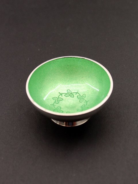 A Michelsen sterling silver salt celler with enamel