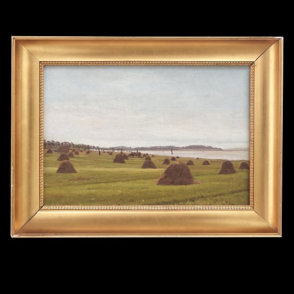 Vilhelm Kyhn, 1819-1903, Landschaft, Öl auf Leinen. Signiert und datiert 14/8 
1861. Lichtmasse: 21x31cm. Mit Rahmen: 30x40cm