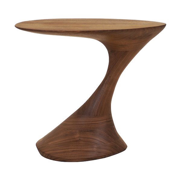 Oval walnut lamp table by Morten Stenbæk, Denmark. Signed Morten Stenbæk. H: 
47cm. Top: 54x35cm