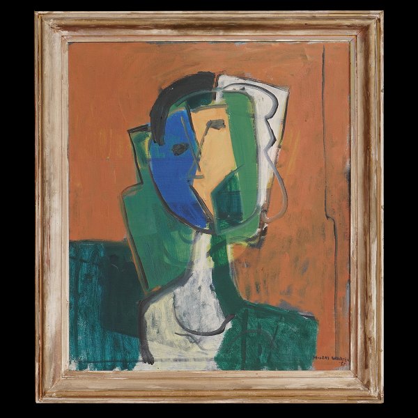 Mogens Andersen maleri. Mogens Andersen, 1916-2003, olie på lærred. Signeret og 
dateret 1952. Lysmål: 72x59cm. Med ramme: 86x73cm