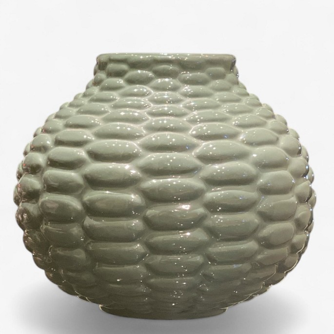 Axel Salto / Ipsens Enke.
Rare vase in terracotta with green glaze. Designed in 1951.  Stamped from 
manufacturer.
1 pc. in stock
