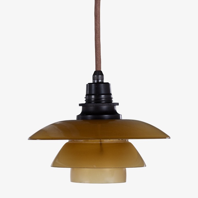 Poul Henningsen / Louis Poulsen.PH 1/1 - Pendant lamp with amber glass shades. Stamped 